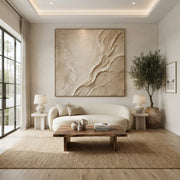 3D Abstract Art | Beige Flow Texture Abstract Painting