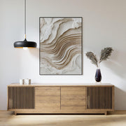 3D-Textured Art | Neutral Layered Waves