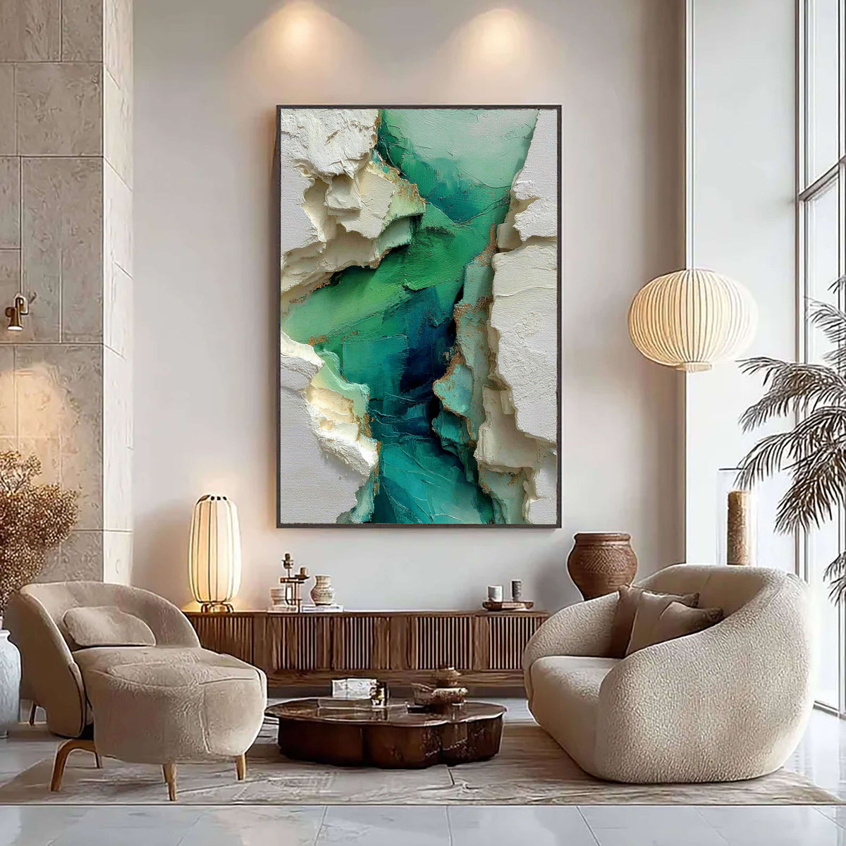 3D-Textured Art | Emerald Fractured Strata