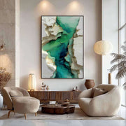 3D-Textured Art | Emerald Fractured Strata
