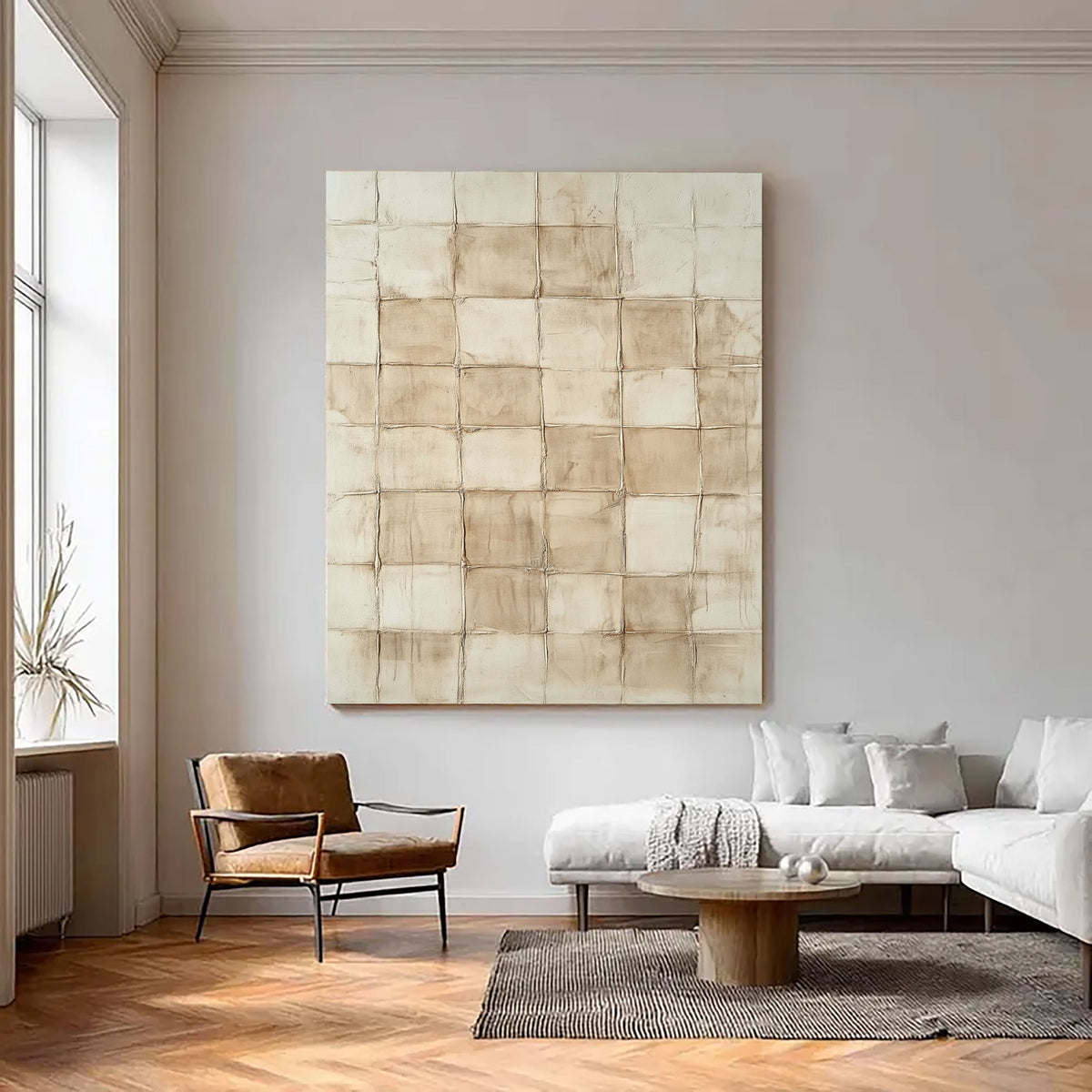 Wabi-Sabi Art | Weathered Linen Grid