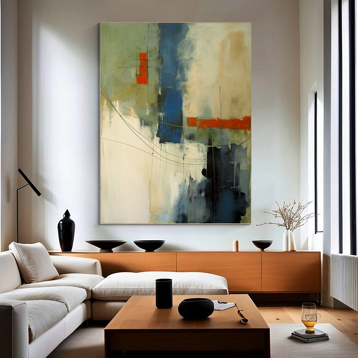 Abstract Art | Blue Orange Linework