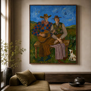 Vintage Americana Art | Prairie Guitar Duet