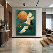 Impressionist Art | Moonlit Crane Dance