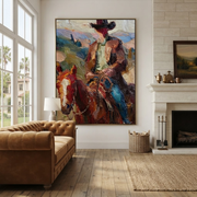 Vintage Americana Art | Crimson Steed Rider