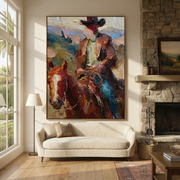 Vintage Americana Art | Crimson Steed Rider
