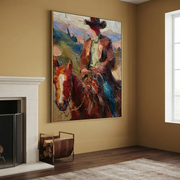 Vintage Americana Art | Crimson Steed Rider