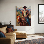 Vintage Americana Art | Crimson Steed Rider
