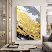 Abstract Art | Black White & Gold Abstract Wall