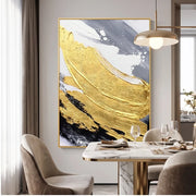 Abstract Art | Black White & Gold Abstract Wall