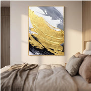 Abstract Art | Black White & Gold Abstract Wall