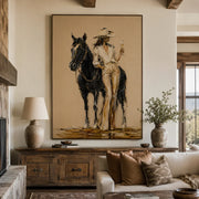 Vintage Americana Art | Wine & Horse Cowgirl