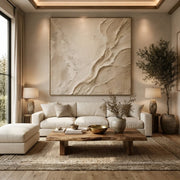 3D Abstract Art | Beige Flow Texture Abstract Painting