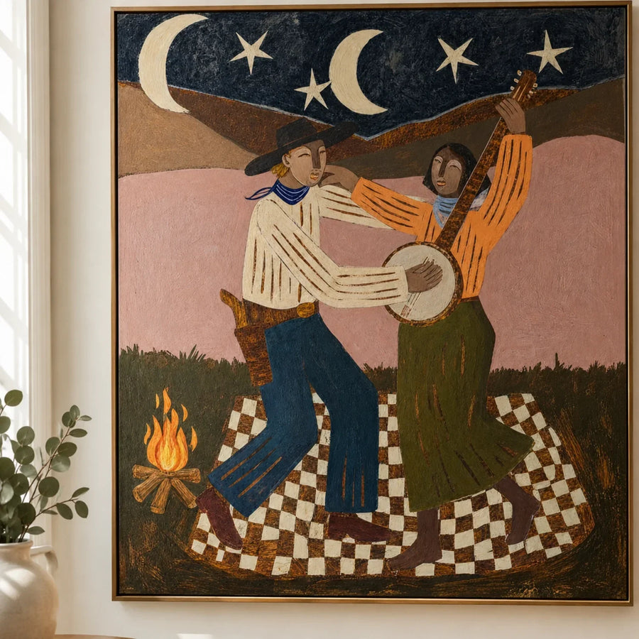 Vintage Americana Art | Campfire Dance