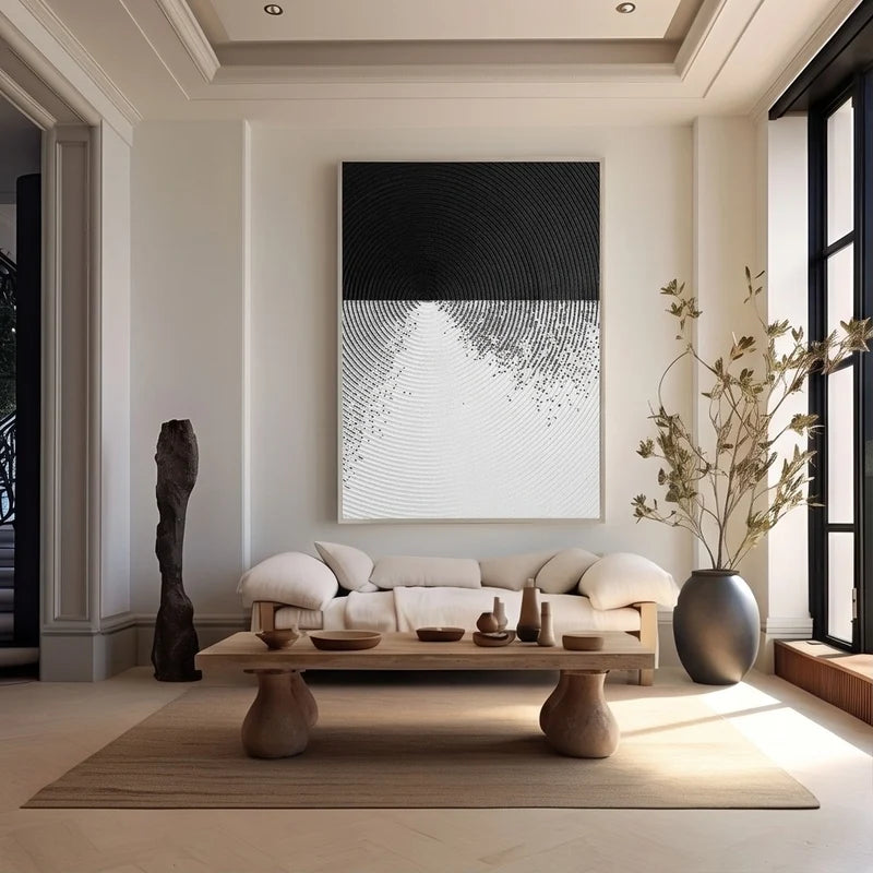 Abstract Art | Textured Black & White Abstract Wall Art