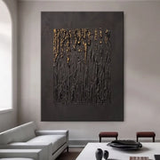 Wabi-Sabi Art | Black Gold Textured Abstract Wall Art