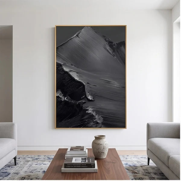 Wabi-Sabi Art | Black Gray Textured Abstract Wall Art