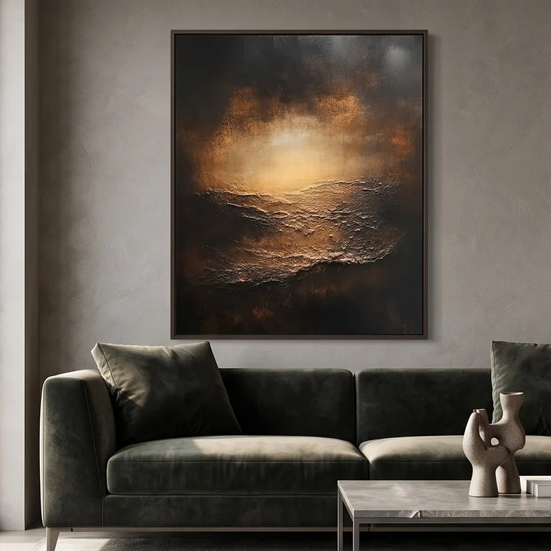 Abstract Art | Black & Gold Textured Abstract Wall Art