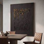 Wabi-Sabi Art | Black Gold Textured Abstract Wall Art