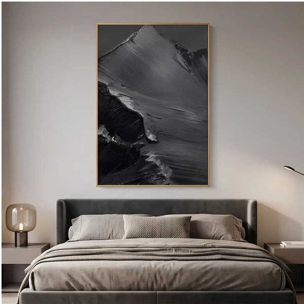 Wabi-Sabi Art | Black Gray Textured Abstract Wall Art