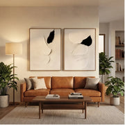 Wabi-Sabi Art | Black & White Sculptural Diptych Wall Art
