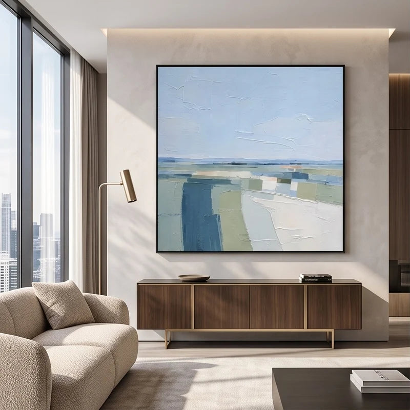Abstract Art | Blue Green Abstract Landscape Wall Art