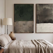 Wabi-Sabi Art | Dark Neutral Abstract Diptych Wall Art