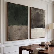 Wabi-Sabi Art | Dark Neutral Abstract Diptych Wall Art