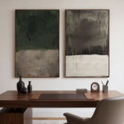 Wabi-Sabi Art | Dark Neutral Abstract Diptych Wall Art