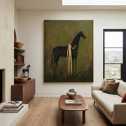 Vintage Americana Art | Faceless man leading horse
