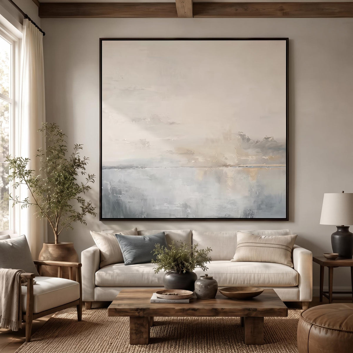 Abstract Art | Square Hazy Abstract Seascape Wall Art