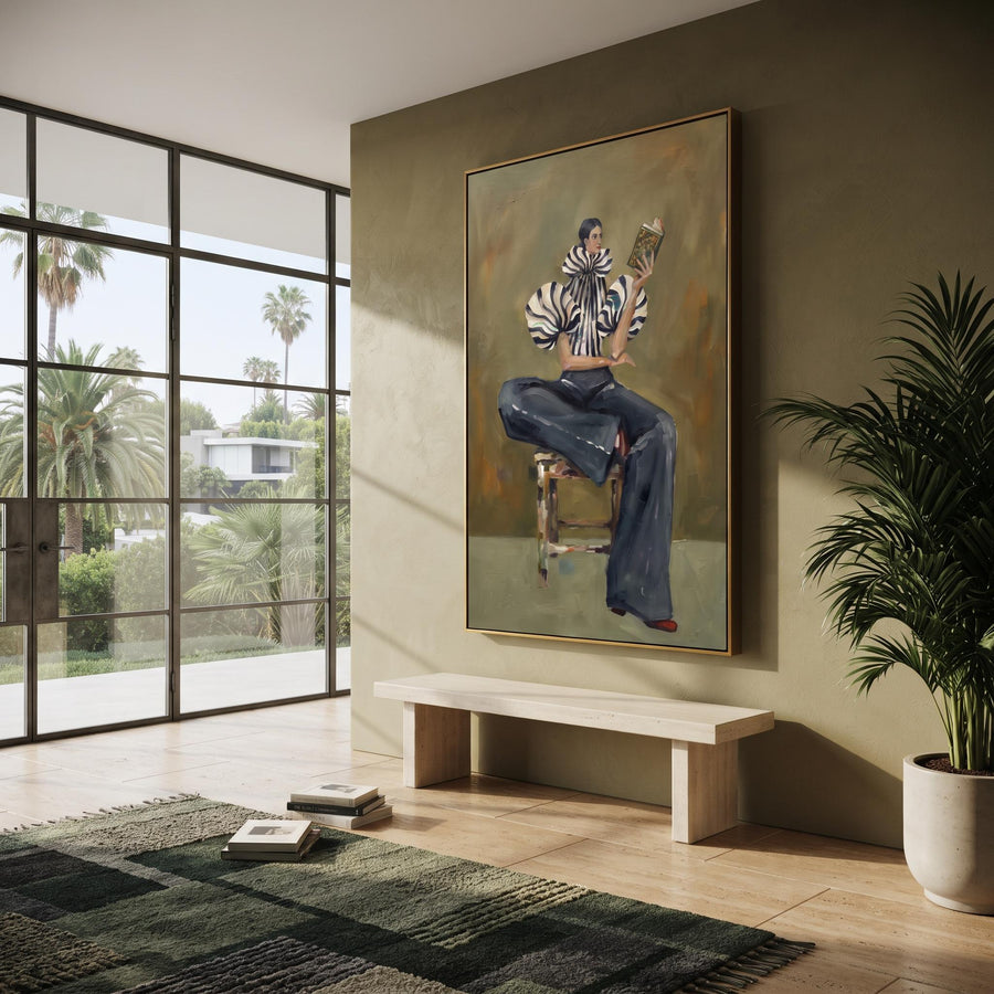 Contemporary Luxe Art | Lady Reading Book Contemporary Luxe Wall Art