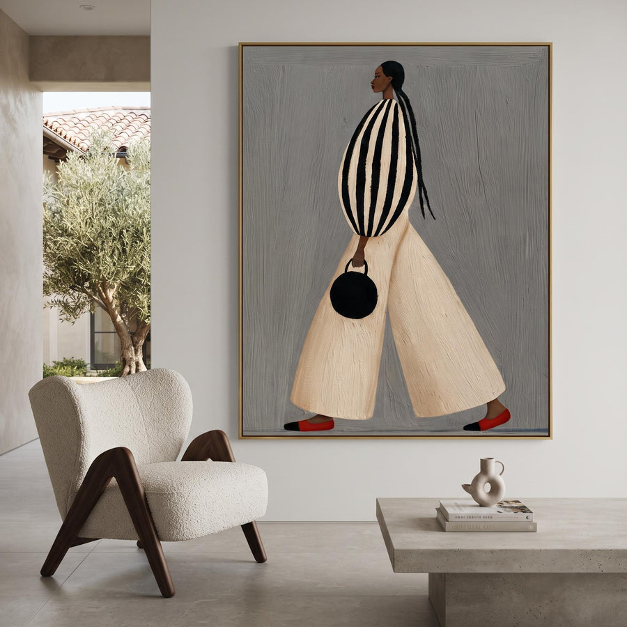 Contemporary Luxe Art | Fashion Woman with Round Bag