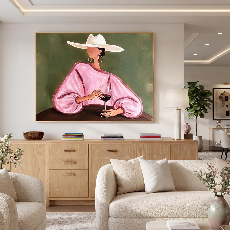 Vintage Americana Art | Elegant Wine Lady