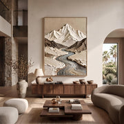 Wabi‑Sabi Art｜Thick Impasto Mountain Valley Canvas Print