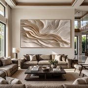 3D-Textured Art｜Earthy‑Tone Soft Fold Abstract Wall Painting