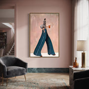 Contemporary Luxe Art | Stylish Walking Lady Contemporary Luxe Wall Art