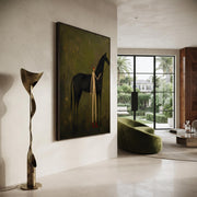 Vintage Americana Art | Faceless man leading horse
