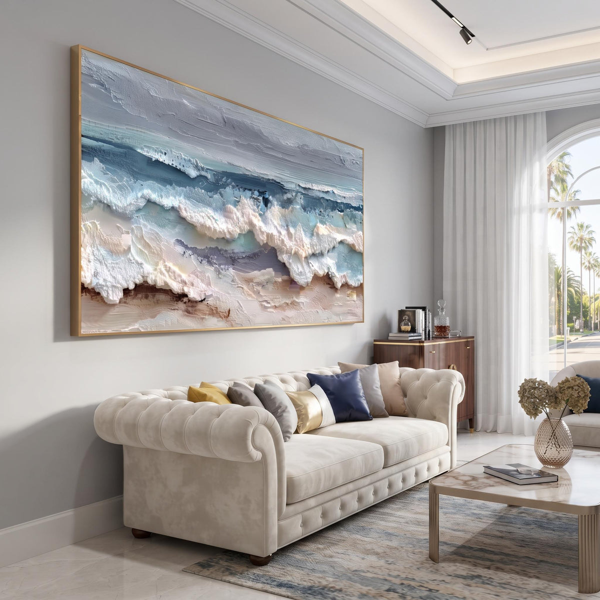 3D-Textured Art | Blue and white waves