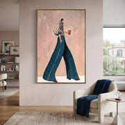 Contemporary Luxe Art | Stylish Walking Lady Contemporary Luxe Wall Art