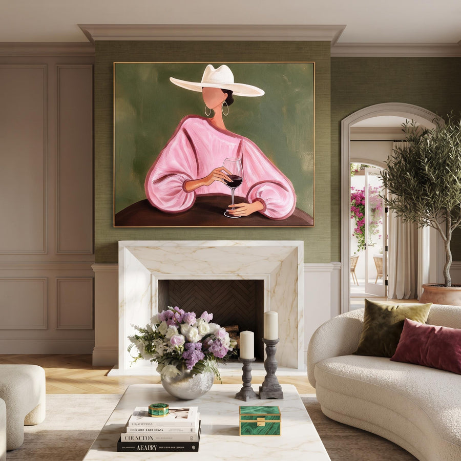 Vintage Americana Art | Elegant Wine Lady