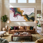 3D-Textured Art｜Multicolor Swirl Abstract Wall Painting