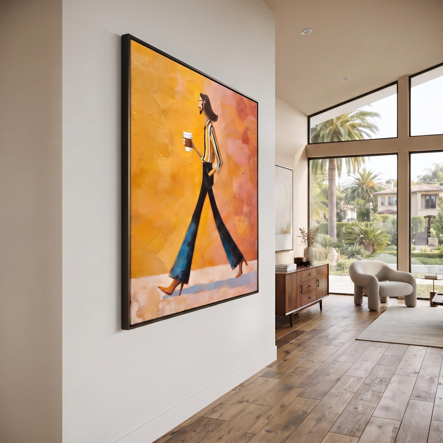 Contemporary Luxe Art | Man With Coffee Walking