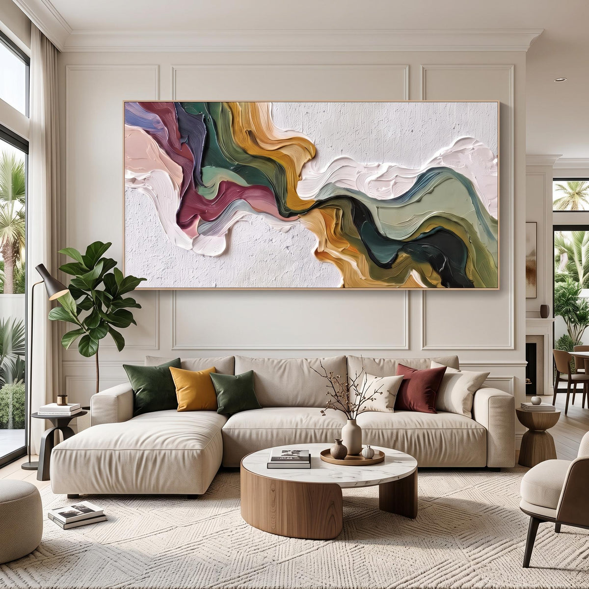 3D-Textured Art｜Multicolor Swirl Abstract Wall Painting