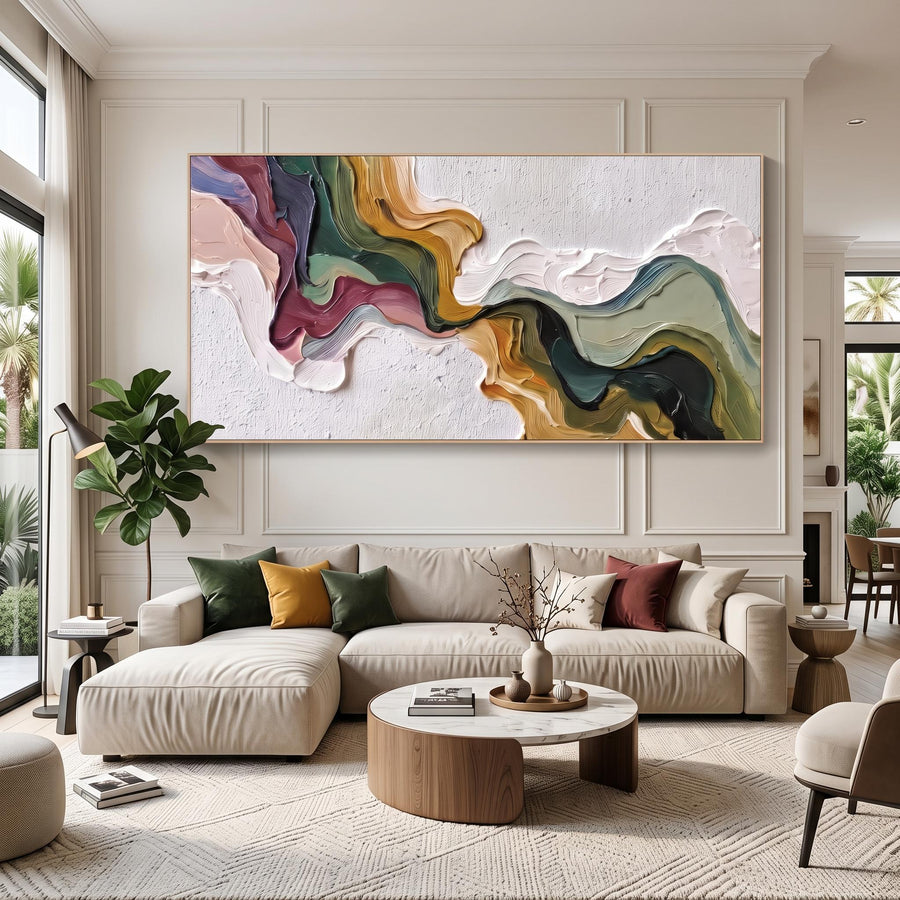3D-Textured Art | Multicolor Swirl Abstract Wall Painting
