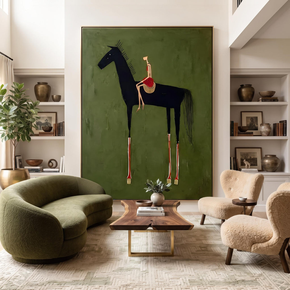 Abstract Art｜Black Horse & Rider Wall Art