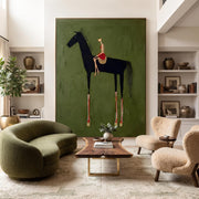 Abstract Art｜Black Horse & Rider Wall Art