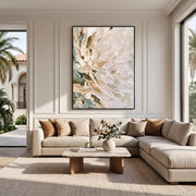 3D-Textured Art｜Vertical Impasto White Flower Wall Art