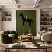 Abstract Art｜Black Horse & Rider Wall Art