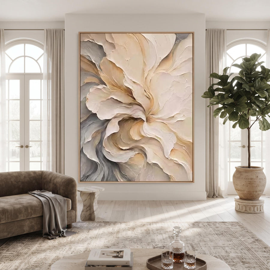 3D-Textured Art | Abstract neutral oil painting
